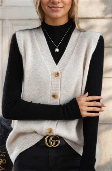 Womens Sweater Vest Fine Knit Dressy Casual V Neck Sleeveless Knitted Sweater Cardigan Button Up Ribbed Tank Jacket for Women2