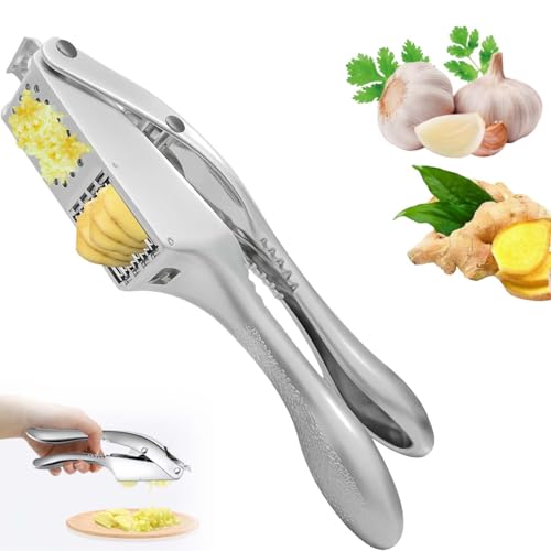Multi-Functional Garlic Press，2 in 1 Professional Garlic Press Slicer ，Effortlessly