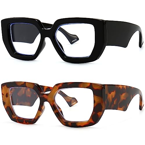 Image of Breaksun Thick Frame Blue Light Glasses for Women Men Fashion Oversized Square Computer Gaming Eyeglasses