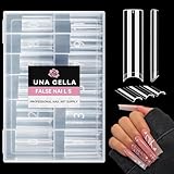 UNA GELLA Nail Tips Square XXL Tips 120 PCS No C Curve Gel Tips Extra Long Square Straight Nails Half Fake Nail Tips No Trace for Acrylic Nails Tips for Home DIY with Box