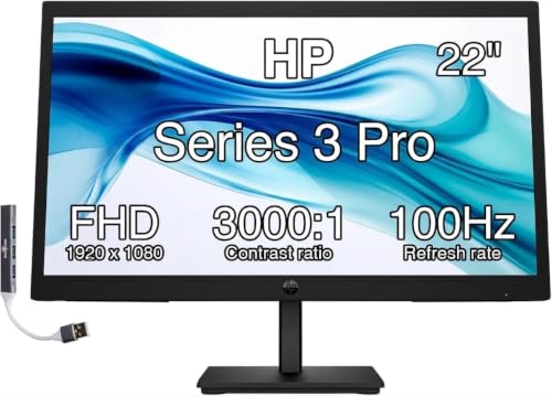 Image of HP 22 inch FHD VA Monitor with 5ms Response Time, Anti Glare, Flicker Free, VESA Mount (100 x 100mm), HDMI & Dockztorm USB Port Expander, Black Color