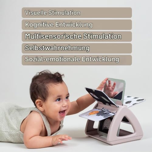 Taf Toys Tummy Time Schwarz-Weiß-Babybuch Monochrom Spinning Doppelseitiges Rassel Sensorisches Buch High Contrast Baby Spielzeug… – Ansicht 7