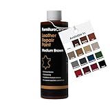 Furniture Clinic Leather Repair Paint & Dye | Self Seal Colourant for Quick and Easy Repair | Suitable for Sofas, Car Seats, Shoes, Handbags, and More - Medium Brown, 500ml