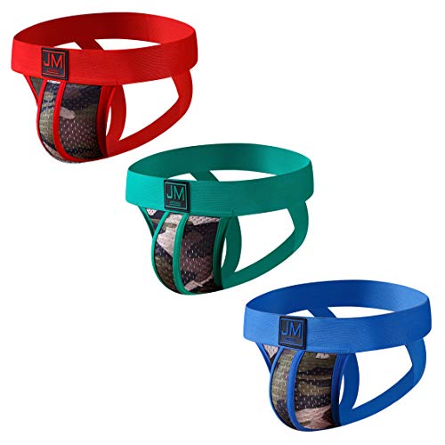 JOCKMAIL 3PCS/Pack Mens Jock Straps Underwear Wide Belt Mesh Mens Briefs Jockstrap