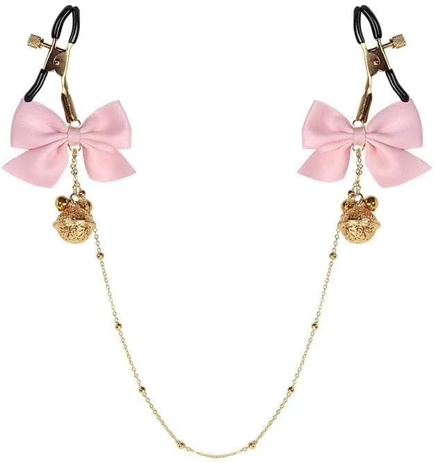 Nipple Clamp Chains Stainless Steel Clips Adjustable Pressure Bow Bells Non Piercing Body Jewelry for Women