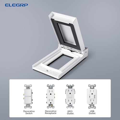 ELEGRP Vertical Outdoor Cover for Decotative Receptacles, Weatherproof Wall Plate, Outdoor Electrical Outlet Cover, Standard Size 1-Gang 4.85” x 2.82”, Thermoplastic, 6 Pack, White by ELEGRP - Image 4