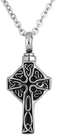 LovelyCharms Cross Urn Necklace for Ashes Stainless Steel Keepsake Memorial Cremation (Cross5)