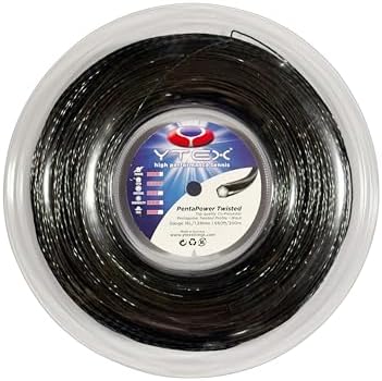 YTEX PentaPower Twisted Black Tennis Racquet String - Set and Reel (16L) image 3
