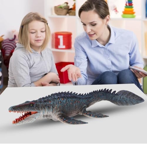 Image of Kawaii Kart Mosasaurus Dotted Body Realistic Dinosaur Toy with Movable Mouth Textured Dinosaur Figure Prehistoric Animal Creatures Educational Toy for Kids & Adults