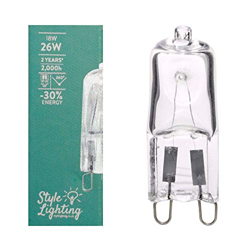 Style Lighting Pack of 10 x G9 18 watt = 25 watt Halogen Energy Saving Capsule Light Bulb Warm White Light