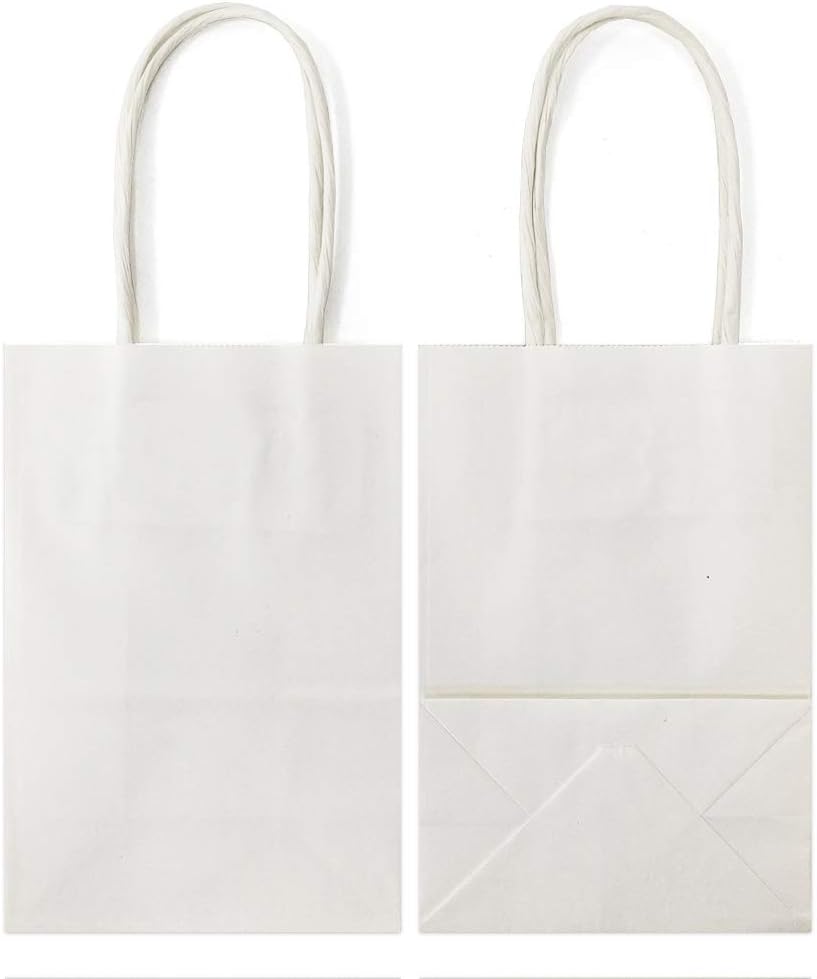 AZOWA White Mini Gift Bags 6x2.4x4 Kraft Paper Bags With Handles(White, 25 Pcs) - Image 5