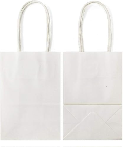 Vista 120 de AZOWA Bolsas de regalo de papel Kraft con manijas, suministros para fiestas, Celeste (Baby Blue), XS Azul bebé,Azul,Pasto verde,Rosa