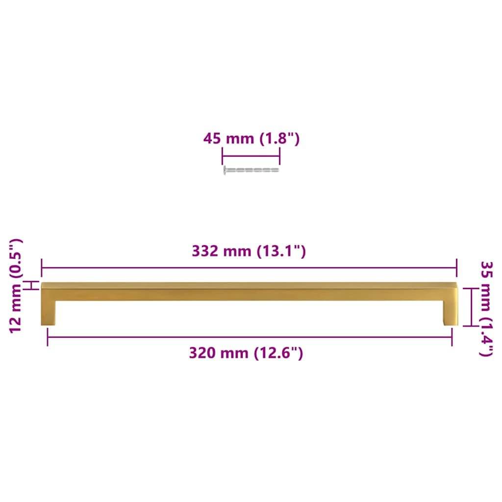 Tiradores para muebles, 5 unidades, acero inoxidable, 320 mm, distancia entre orificios, tirador de armario, tirador de puerta para cocina, baño, oficina, cómoda, perchero con tornillos