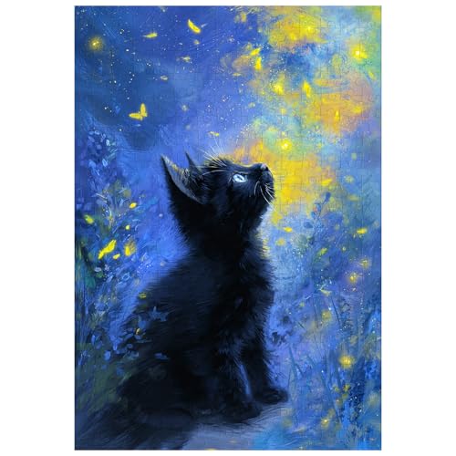 Ulord 300 Piece Puzzle for Adults Black Kitten Jigsaw Puzzles 15x10 Inches