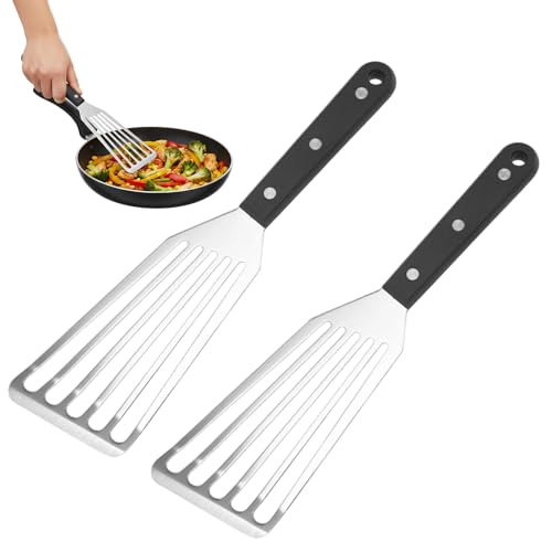 2 Pack Stainless Steel Fish Spatula, Metal Spatulas for Cooking, Fish Slice Spatula for Non Stick Pans, Egg Flipper, 28 x 7.5 cm