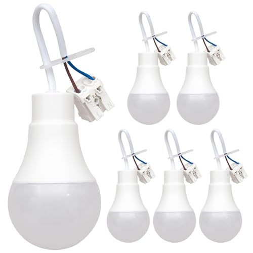 FEILEMAN LED Bauleuchtmittel 11W Renovierlampe - Baufassung mit Leuchtmittel und Steckklemme Super Bright 1200LM Birne Renovierung Sanierung 6 Stück (4000K)