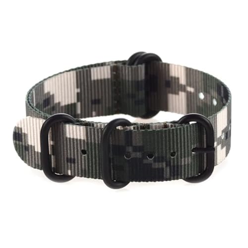 Bracelet nylon camouflage 20mm bracelet montre acier noir
