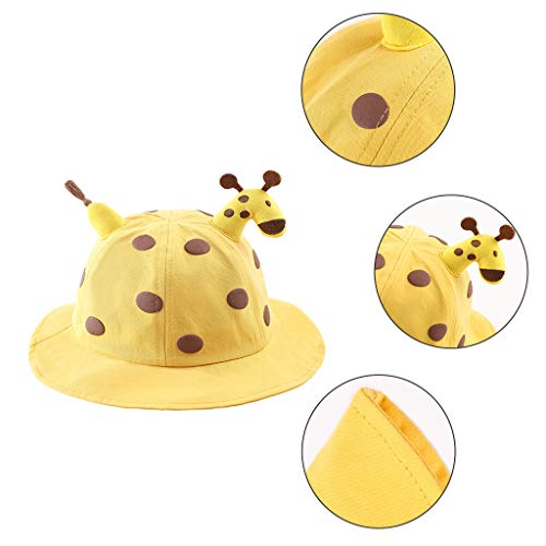 Bucket hat,Toddler Baby Beach Bucket Hat Cartoon Giraffe Sunscreen Foldable Fisherman Green2