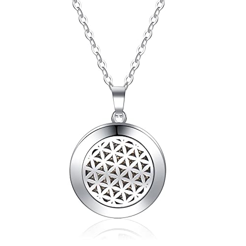 Collier diffuseur d'huiles essentielles d'aromathérapie en acier inoxydable - Collier diffuseur de bijoux réglable pour femme avec coussinets de recharge (G) Cover