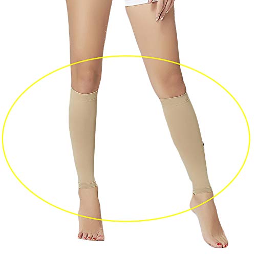 Krampfadern StrüMpfe Ohne Fuß - Blickdichte Kompressionsstrümpfe, Krampfadern Strumpfe Herren,Stützstrumpfhose Kniestrumpfe, GroßEr Elastischer Bereich, 3 Paar,Beige-XL Cover