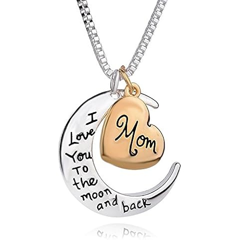 Blerameng I Love You to the Moon and Back Necklace,Mother Thanksgiving Christmas Gift Necklace,Valentine's Day Mother's Day Pendant for Mother Cover