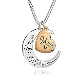 Blerameng I Love You to the Moon and Back Necklace, Gift for Mom, Mother-Daughter Woman Necklace Pendant