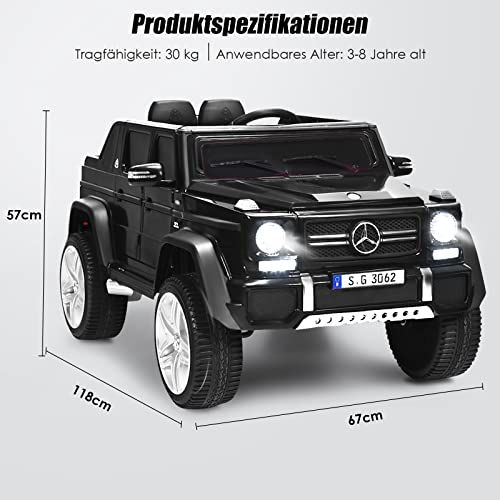 GOPLUS 12V Kinder Elektroauto Mercedes-Benz Maybach mit 2,4 Ghz Fernbedienung, Kinderfahrzeug mit Softstart, 2,5-5,5km/h, USB, MP3, LED-Licht, Sicherheitsgurt, für Kinder 3-8 Jahre alt (Schwarz)