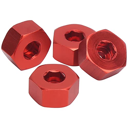 Pongnas 4PCS Hex Adapter for WPL D12 /10 RC Trucks - Aluminum Hub Accessory with Screws (Red R) - Image 4