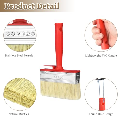 4 Stück Flächenstreicher, 120mmx30mm Kunststoffborsten Wandpinsel Lasurpinsel Groß Pinsel Flachpinsel Set Malerpinsel Breit Malerbürste für Wand Möbel Zaun Holz Malen