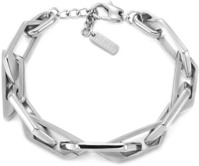 Diesel Pulsera de hombre de acero inoxidable en tono plateado con cierre de langosta