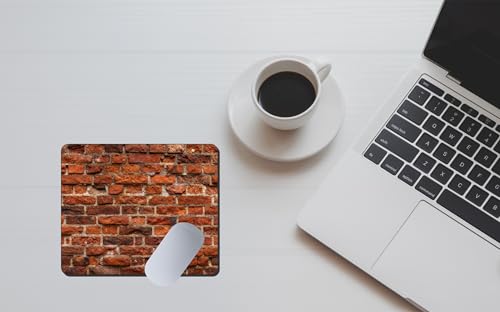 Image of My Print Shop Brick Wall Texture Mouse Pad 9 x 7.5 Inch (23 x 19 cm) | Realistic Rustic Brick Pattern Design | Non-Slip Rubber Base | Smooth Surface | 3mm Thick Mouse Pad for Office, Home & Gaming