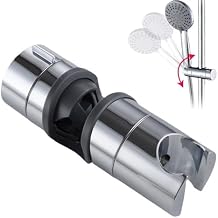 Shower Head Holder for Slide Bar,Adjustable Shower Bracket Holder for Slide Bar Slider Clamp Bathroom Replacement,Universal 18-25MM O.D.,360 Degree Rotation Sprayer Holder,ABS Chrome