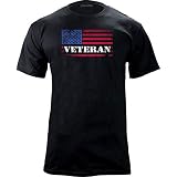USAMM Veteran Distressed American Flag T-Shirt (Large, Black/FC White Text)