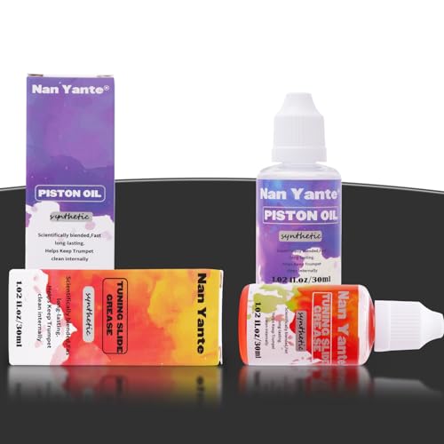Nan Yante Premium Synthetic Tuning Slide Grease Oil +Valve Oil/Piston Oil for Trumpet, Trombone, French Horn, Tuba, Euphonium & other Brass Instruments,30ml (1.02 fl. Oz)/each bottle