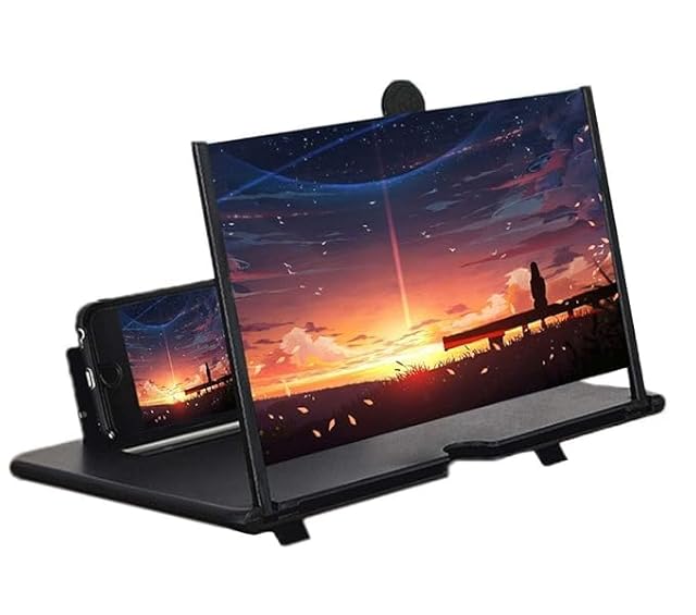 AUREXA Mobile Screen Magnifier 8 Inch – 3D Phone Screen Magnifier for Movies and Videos – HD Mobile Screen Enlarger Foldable Screen Phone Stand Compatible with All Smartphones view 1