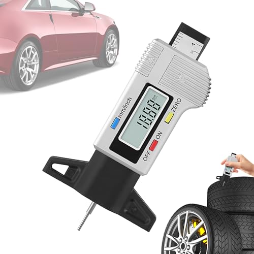 Misuratore di profilo pneumatici – Misuratore di profondità digitale, indicatore di usura portatile facile da leggere per la misurazione della filettatura degli pneumatici, strumento professionale per