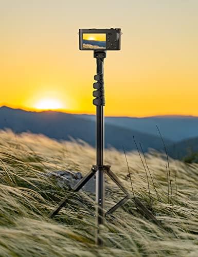 Pnitri 67'' Phone Tripod Stand with Remote, Extendable Aluminum Ultra-long Selfie Stick Tripod with Remote Stable Cellphone Tripod for iPhone/Samsung, DSLR Camera etc(Matte Black)