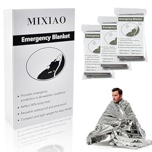MIXIAO Survival/First Aid Blankets – Insulated, Reflective, Silver, 130 x 210 cm