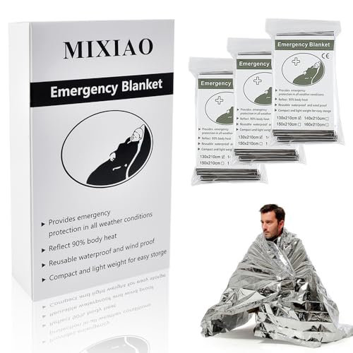 MIXIAO Survival/First Aid Blankets, Insulating, Reflective, Silver, 130 x 210 cm