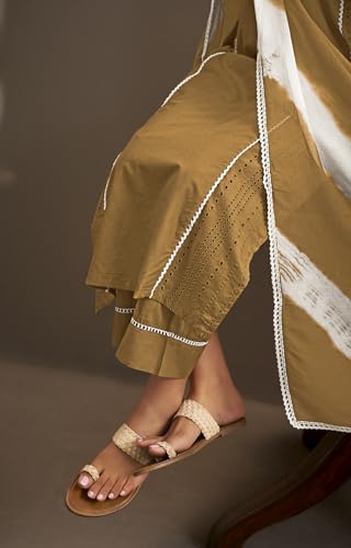 Image of DRESOUL Women Pure Cotton Schiffli Embroidered Kurta Set and Dupatta