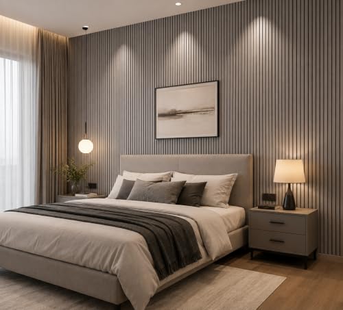 Image of Wood Grain Wall Panel 2 Ft x 10 Ft | Self Adhesive PVC Foam Wallpaper Roll | Soundproof, Moisture Resistant, Peel & Stick Wood Texture for Wall, Ceiling, Bedroom & Living Room (Light Gray)