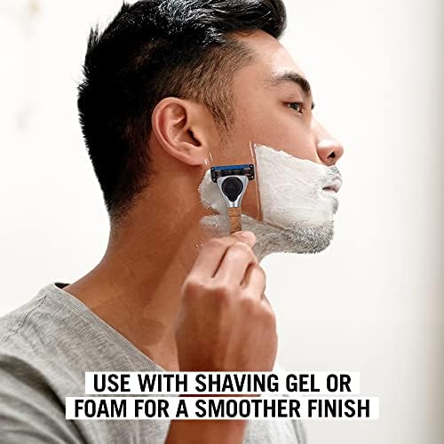 Amazon Brand - Solimo Men 5-Blade Razor with Cork Handle and 8 Refills