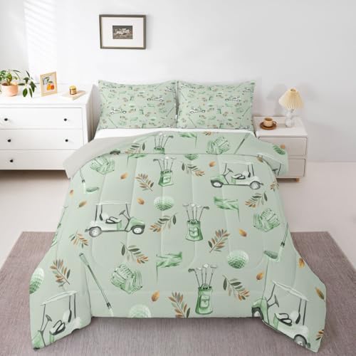 Image of Feelyou Green Golf Comforter Set Queen Size 3 Pcs Kids Boys Girls