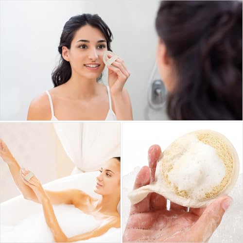 Exfoliating Loofah Sponge Pads Face loofa Brush 6 Pack 3.15 inches Made of 100% Natural Luffa Body and Facial Scrub Pad Personal Care Close Skin for Men and Women for Bath Spa and Shower - Image 7