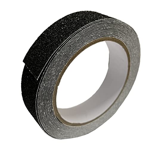 Cinta Antideslizante Escaleras en Rollo de 5m x 25mm Ancho y Color Negro. Cinta Adhesiva Apta para Suelo Interior y Exterior,...