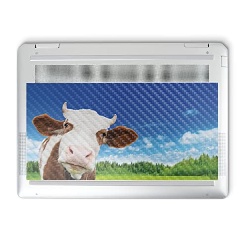 Image of MightySkins Carbon Fiber Skin Compatible with HP Spectre x360 14 inch (2022) Full Wrap Kit - Cow Face | Protective, Durable Textured Carbon Fiber Finish | Easy to Apply | Made in The USA