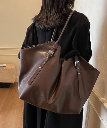 Large Tote Bag Women Trendy PU Leather Shoulder Purses Satchel Oversize Casual Handbags Work Dating College 20252