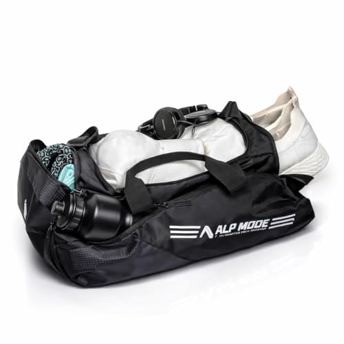 Image of Vectra Gym Duffle Bag with Shoe Compartment & Quick-Access Pocket, Multi-Purpose Travel & Sports Bag with Adjustable Shoulder Strap for Men & Women, Onyx Black