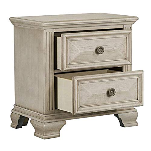 Roundhill Furniture Renova Distressed Parchment 2-Drawer Nightstand by Roundhill Furniture - Used condition - Image 4