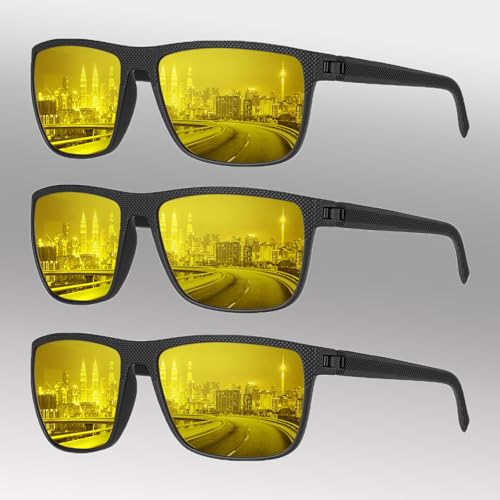 Night Vision Glasses for Men, Mens Night Driving Glasses for Nighttime Driving 3Pack 156
